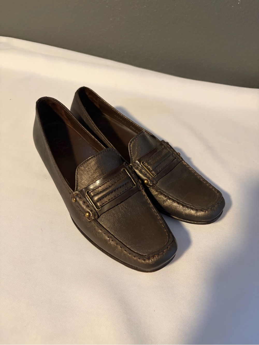 Cole Haan Dark Brown Leather Penny Loafers for Women